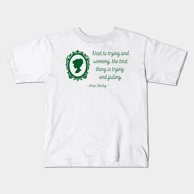 Trying and Failing - Anne of Green Gables Kids T-Shirt by RG Standard